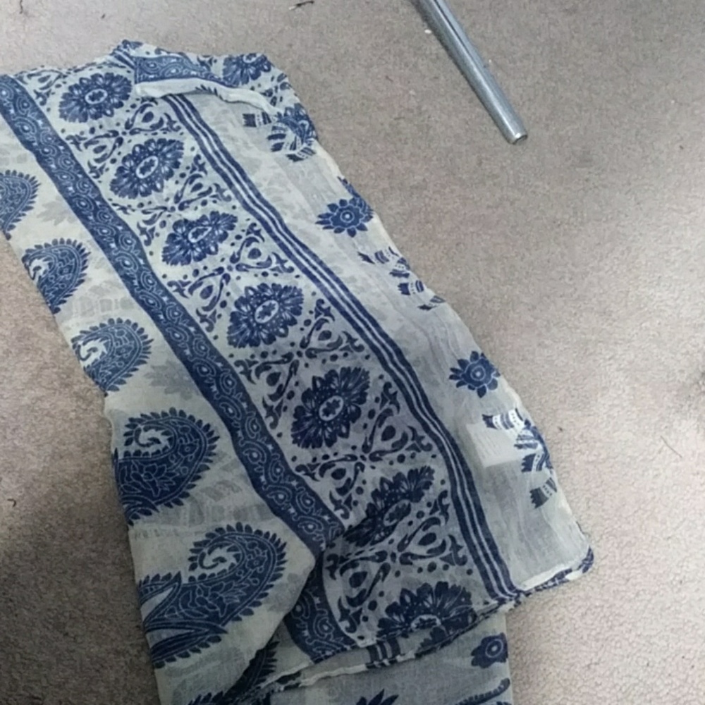 Blue and white shawl/ summer scarf